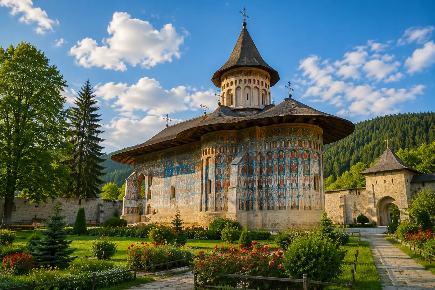 Mănăstire pictată din Bucovina, în apropiere de Câmpulung Moldovenesc